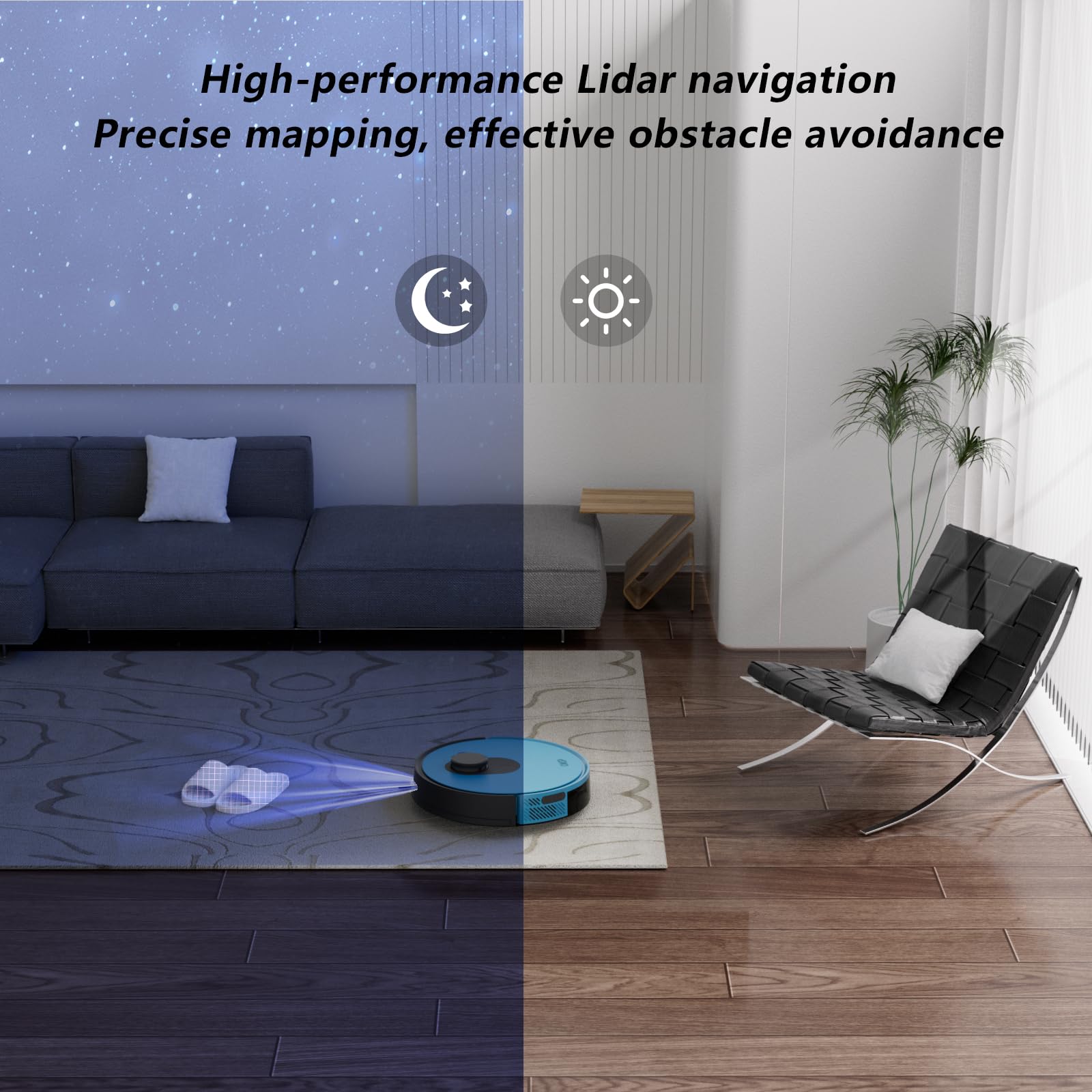 Okp Robot Vacuum Cleaner Lidar Robotic Self Charging Vacuum Robot With Lidar Navigation Strong Suction For Hard Floors, Blue
